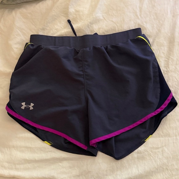 Under Armour Black Shorts with Pink and Yellow Trim - Picture 1 of 3